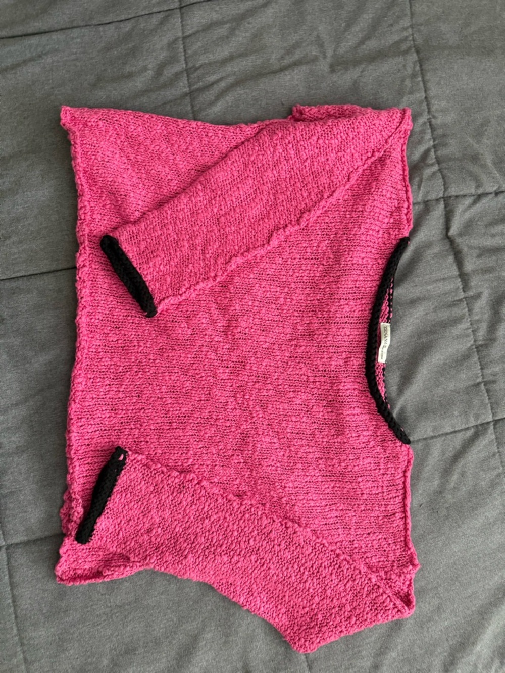 Zenana Outfitters Hot Pink Knit Shrug with Black Trim